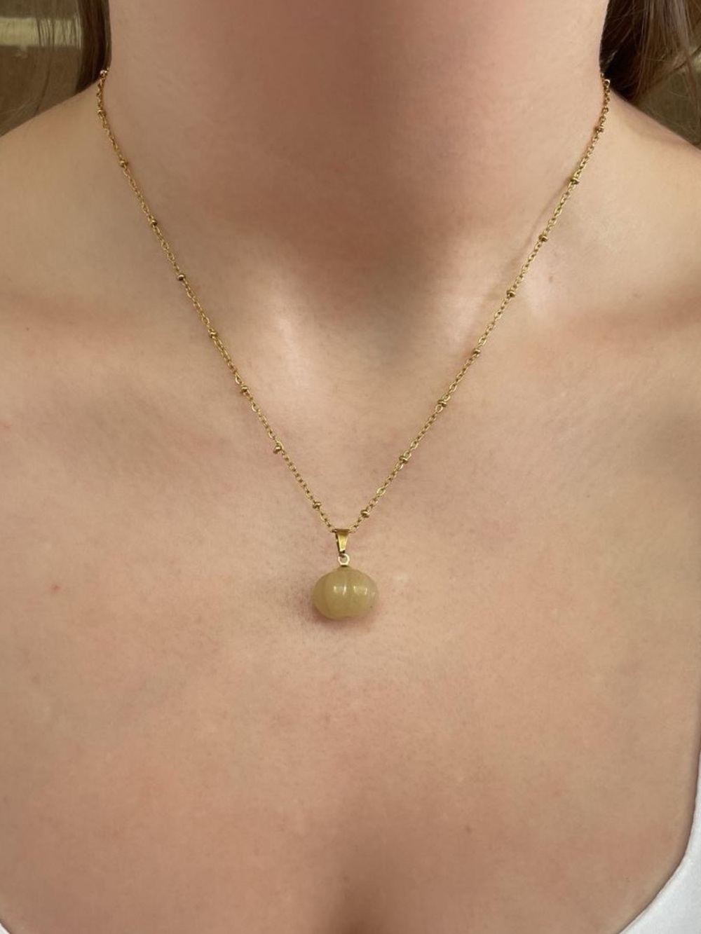 Yellow Crystal Pumpkin Pendant Necklace
